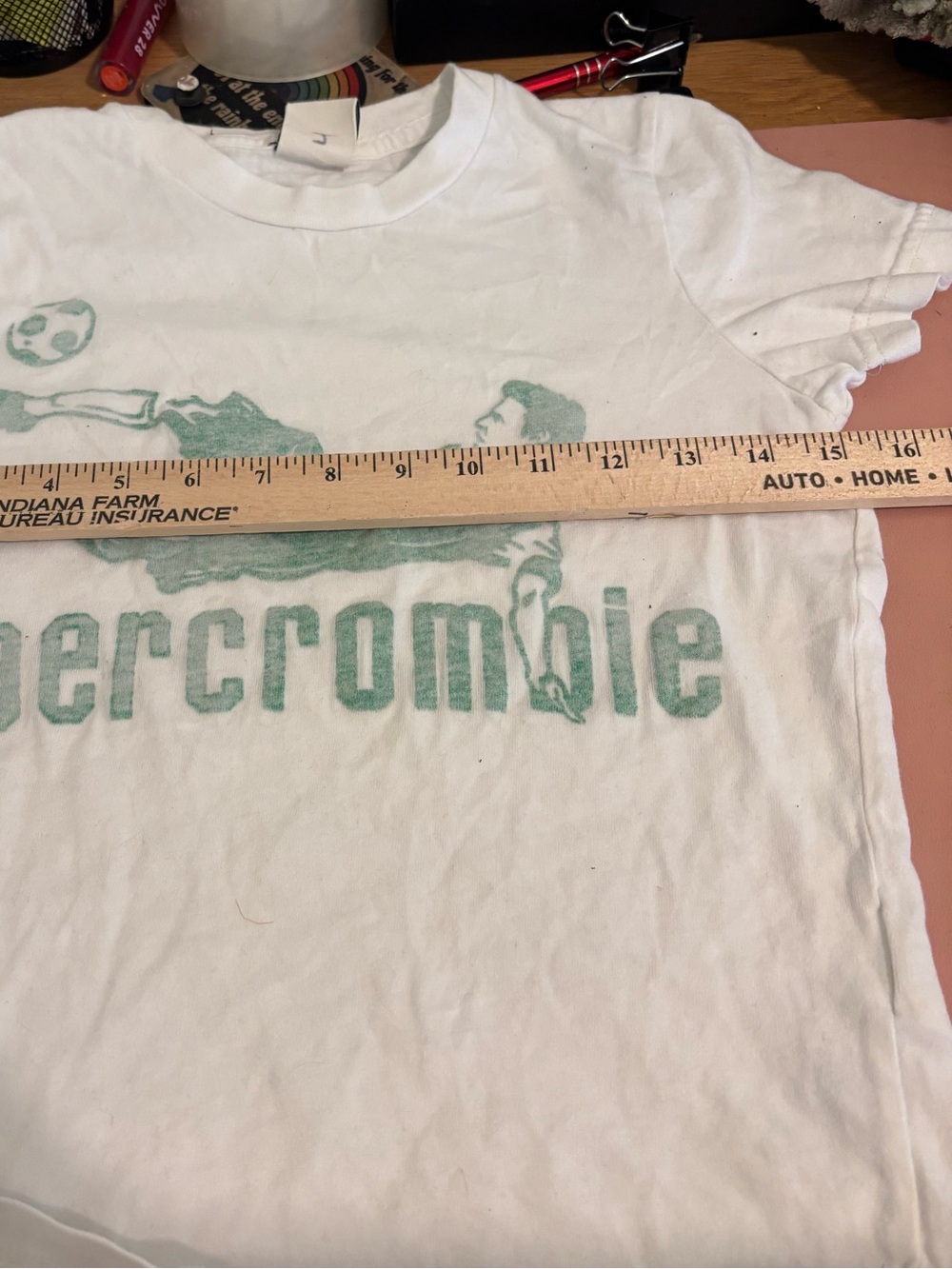 Abercrombie & Fitch White Tee with Green Graphic - Picture 6 of 8